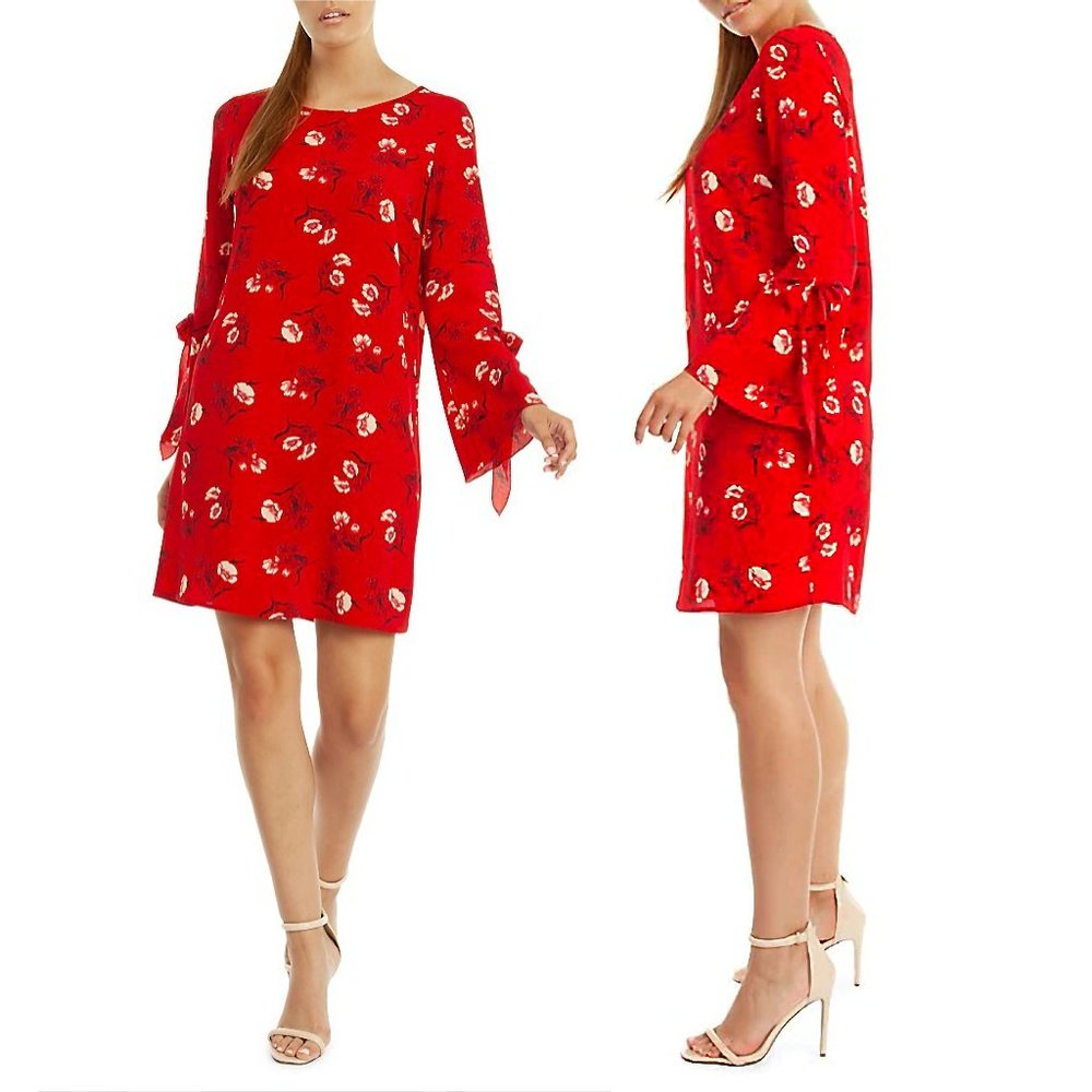 Dex Red Floral Long Sleeve Dress